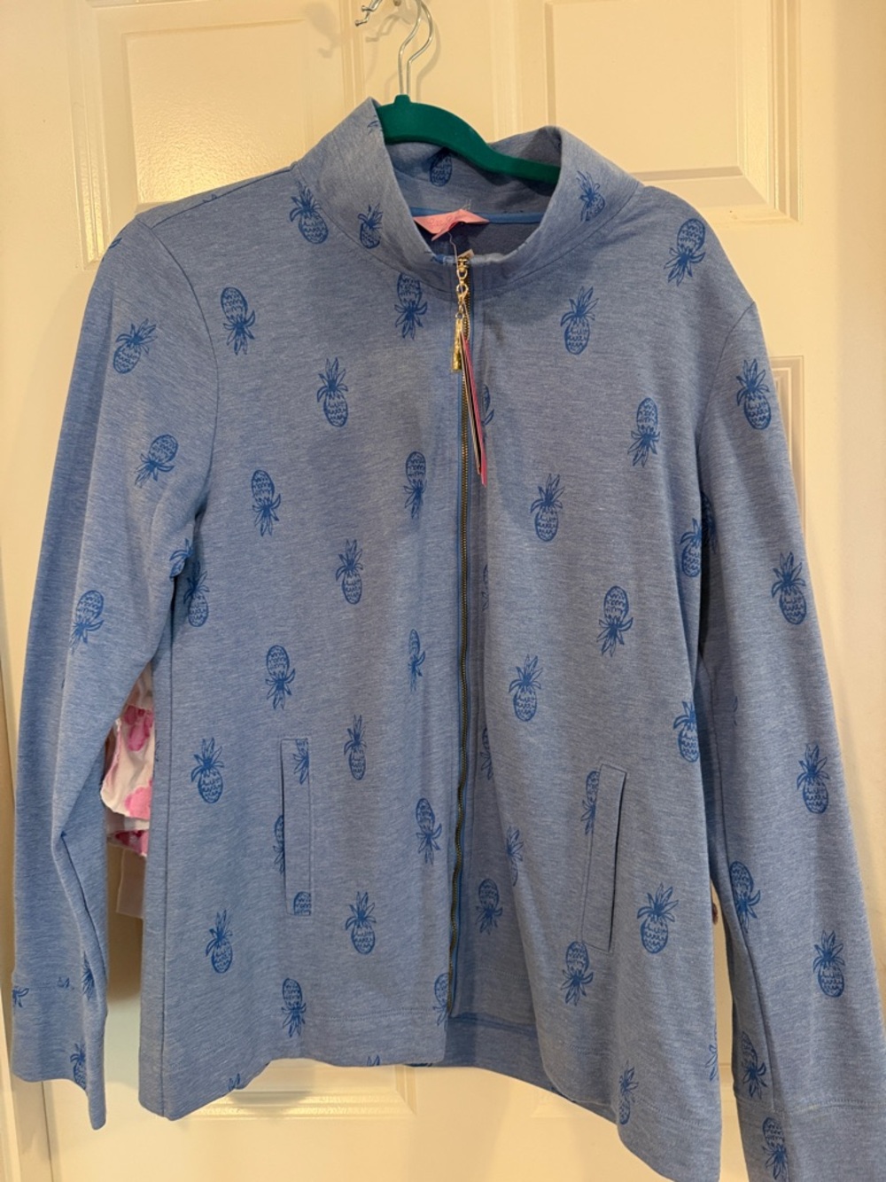 Lilly Pulitzer  Blue Pineapple Print Zip Jacket